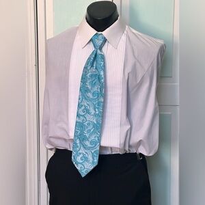 Turquoise Aqua Tie Wedding Prom Tuxedo Pre Tied clip tapestry paisley